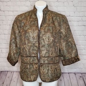Coldwater Creek Textured Copper and Silver Metallic Jacket Size 12